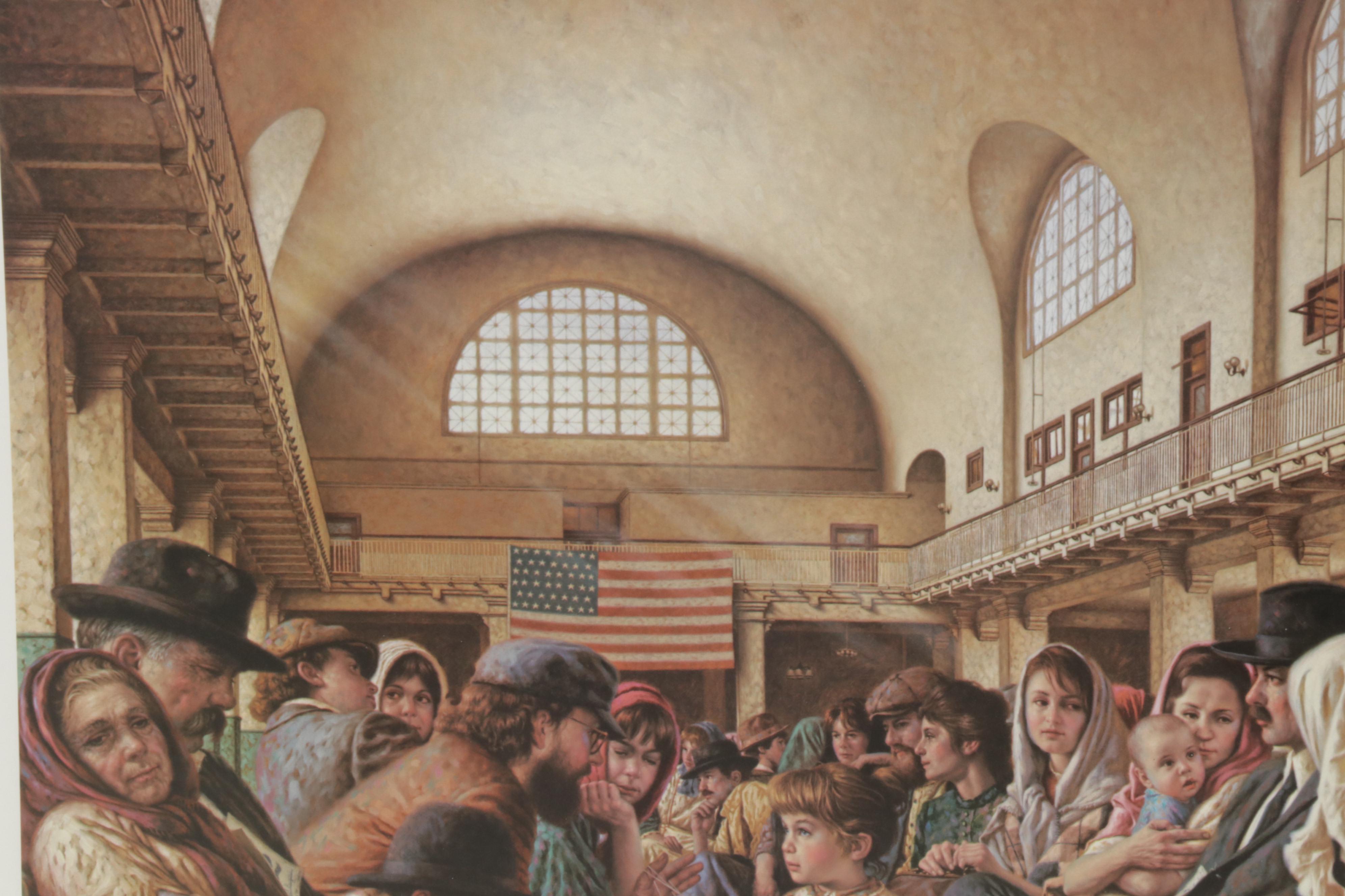 Jim Daly Americana Offset Lithograph "Pillars of a Nation," Circa 1991