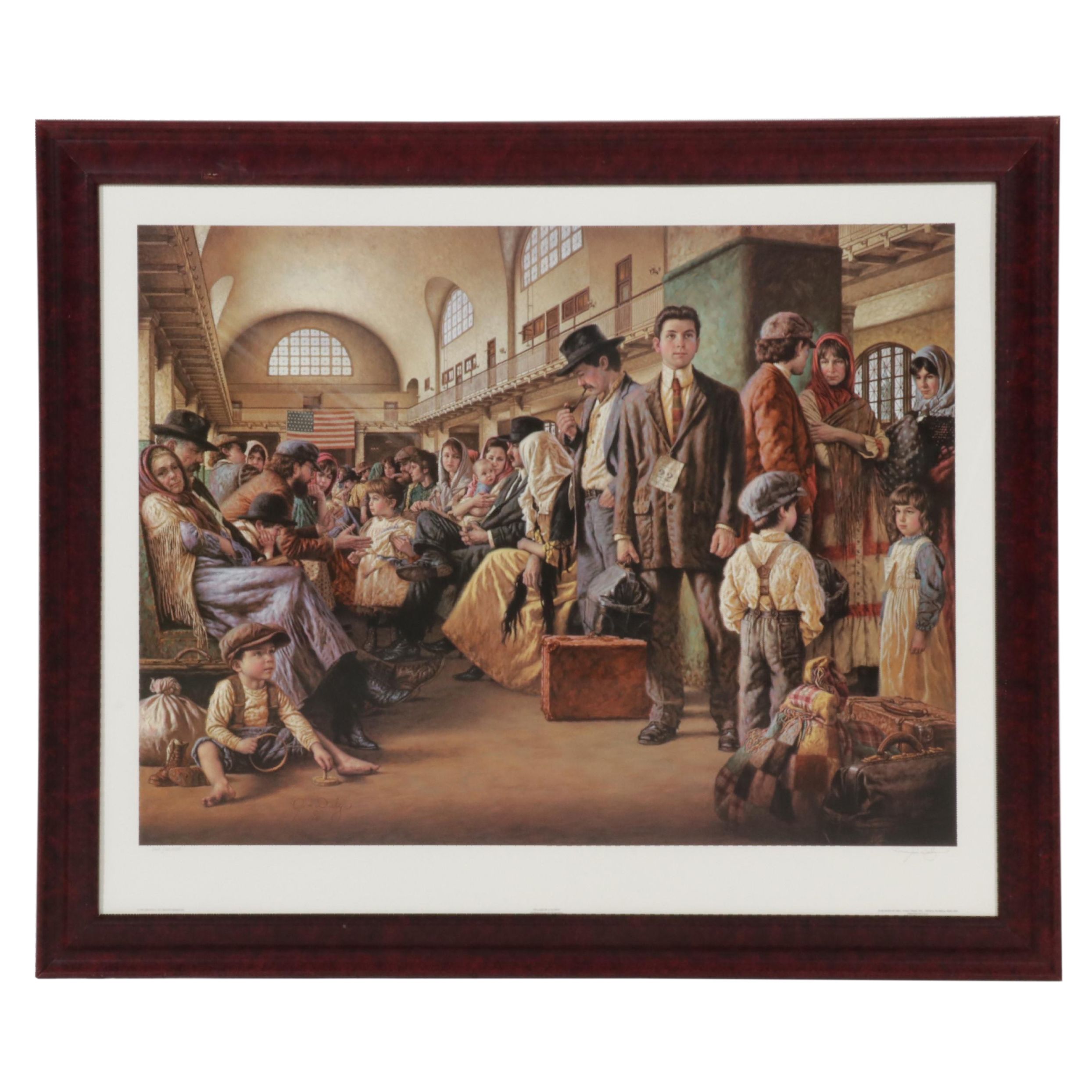 Jim Daly Americana Offset Lithograph "Pillars of a Nation," Circa 1991