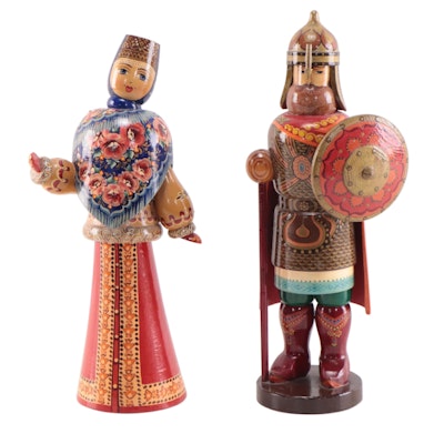 Russian Hand-Painted Wood Figurines