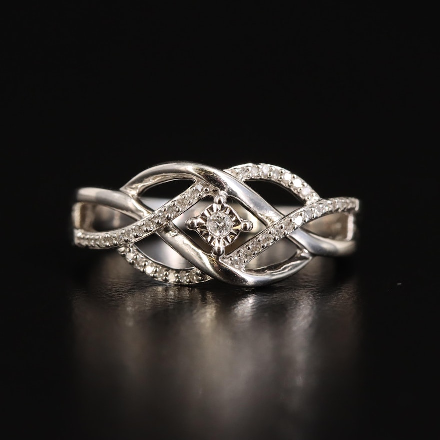Sterling Diamond Braided Ring