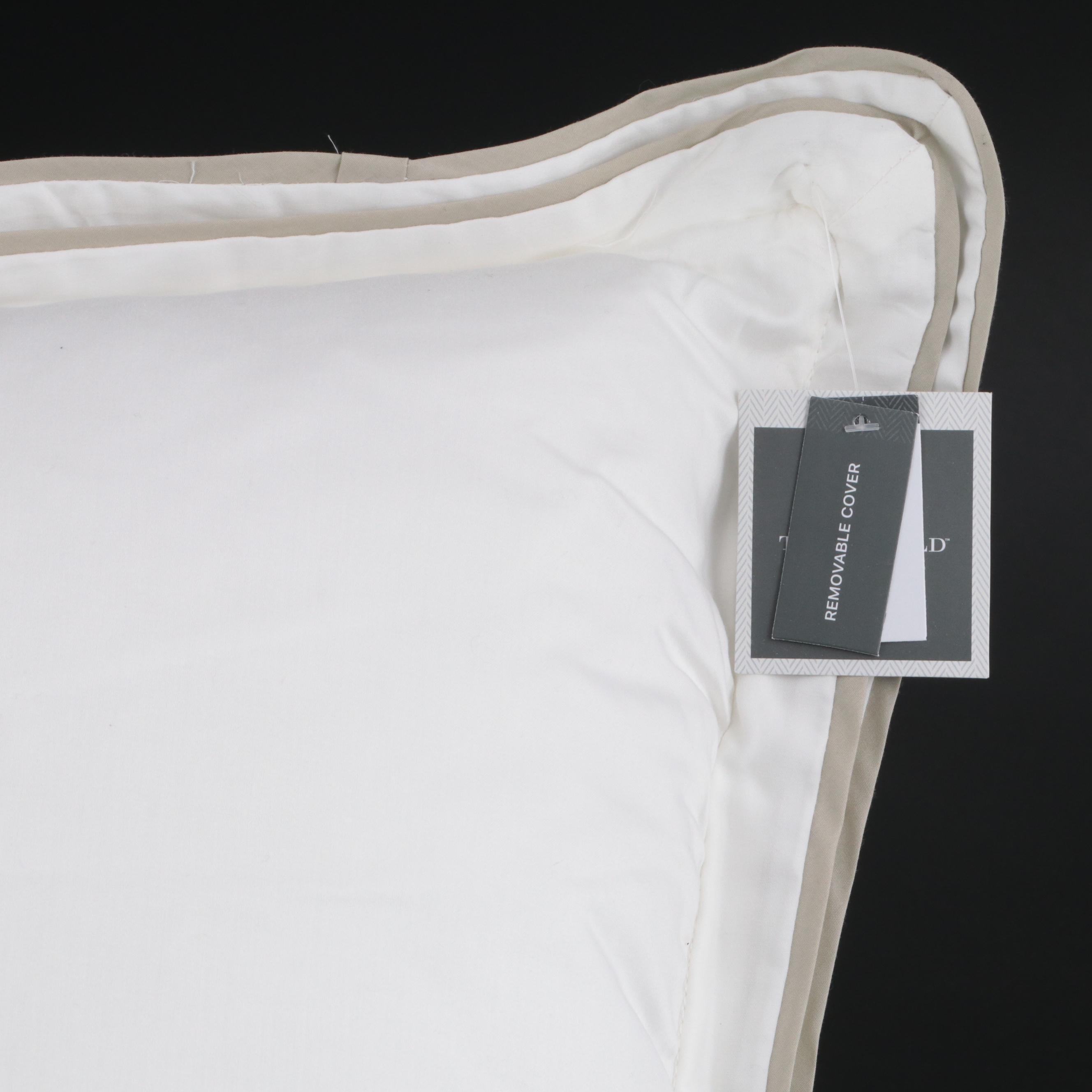 Pair of Threshold Signature Birch Border Euro Bed Pillows EBTH