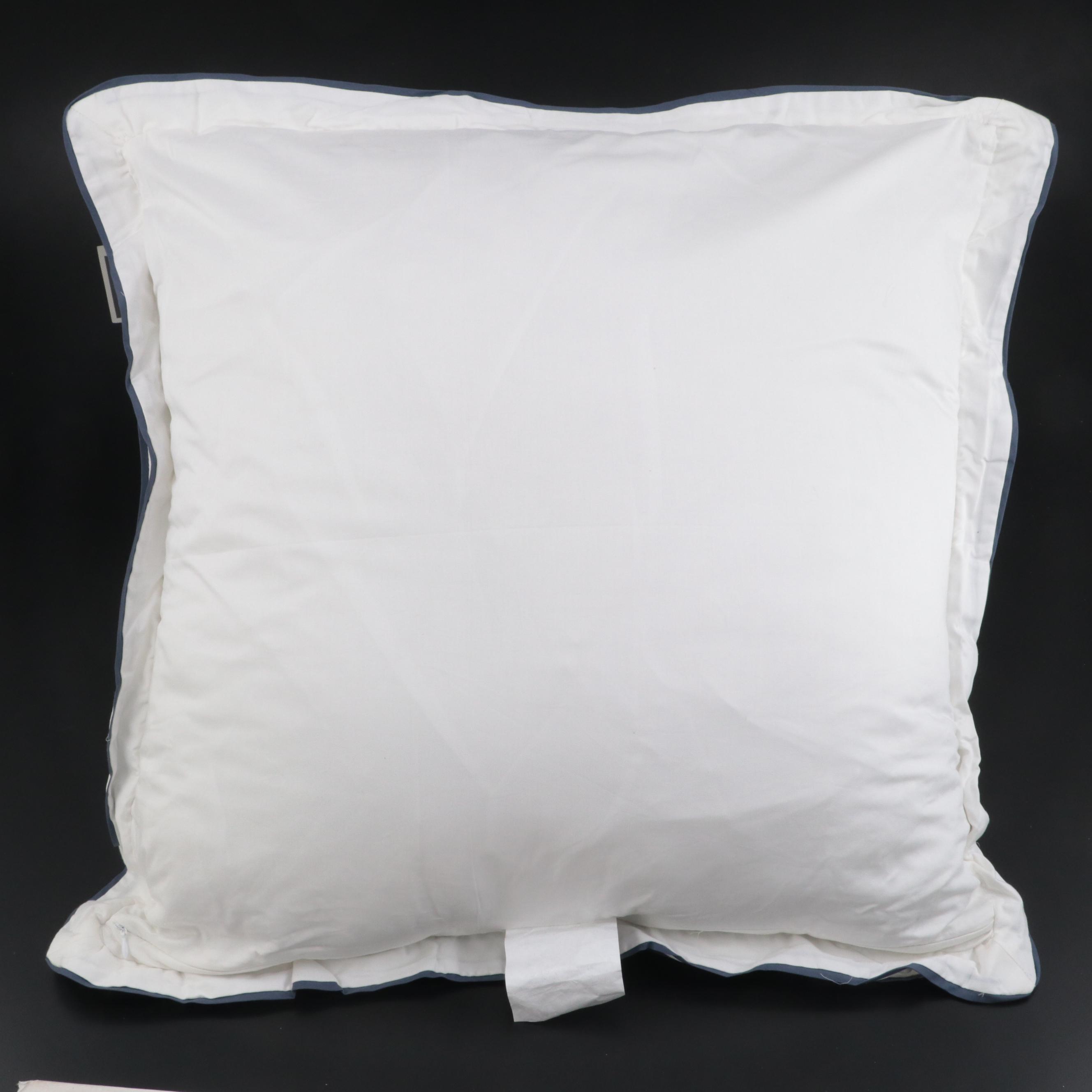 Pair of Threshold Signature Balanced Blue Border Euro Bed Pillows EBTH