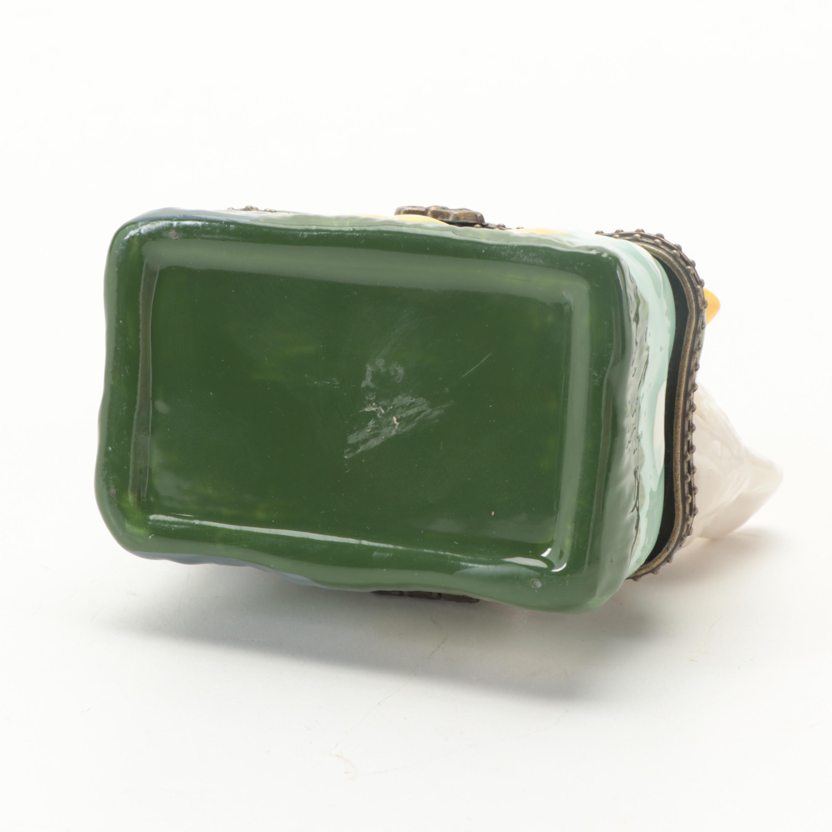 HandPainted Rooster and Chicken Porcelain Trinket Boxes with Bisque