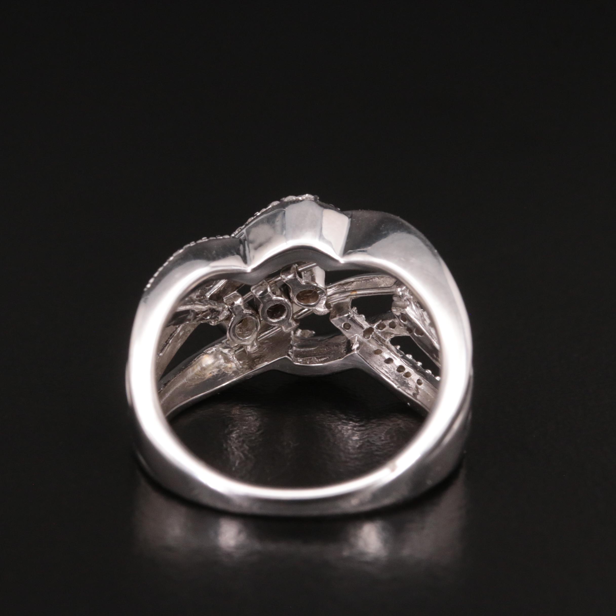 Sterling Diamond Crossover Slider Ring EBTH