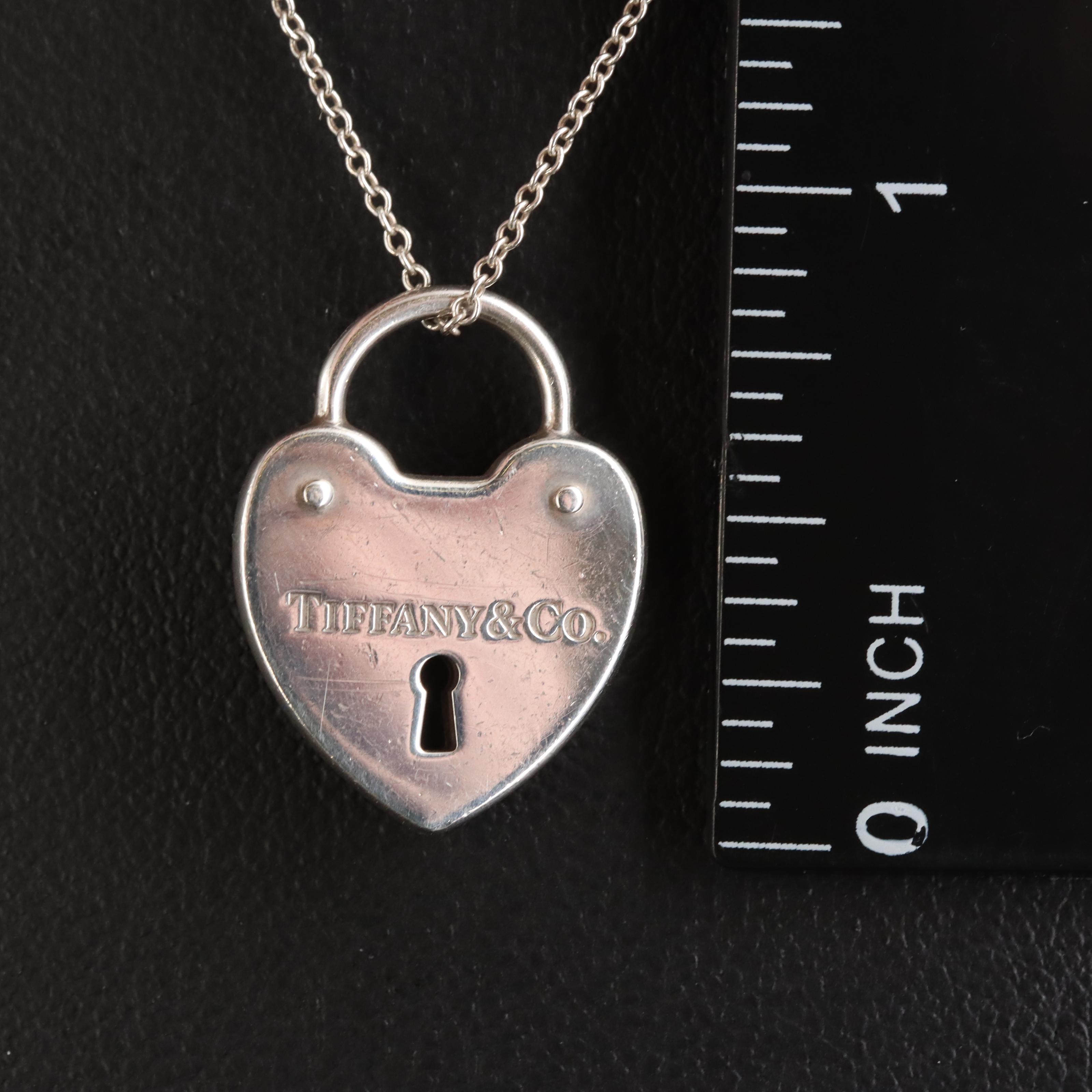 Tiffany & Co. Sterling Heart Padlock Pendant Necklace EBTH