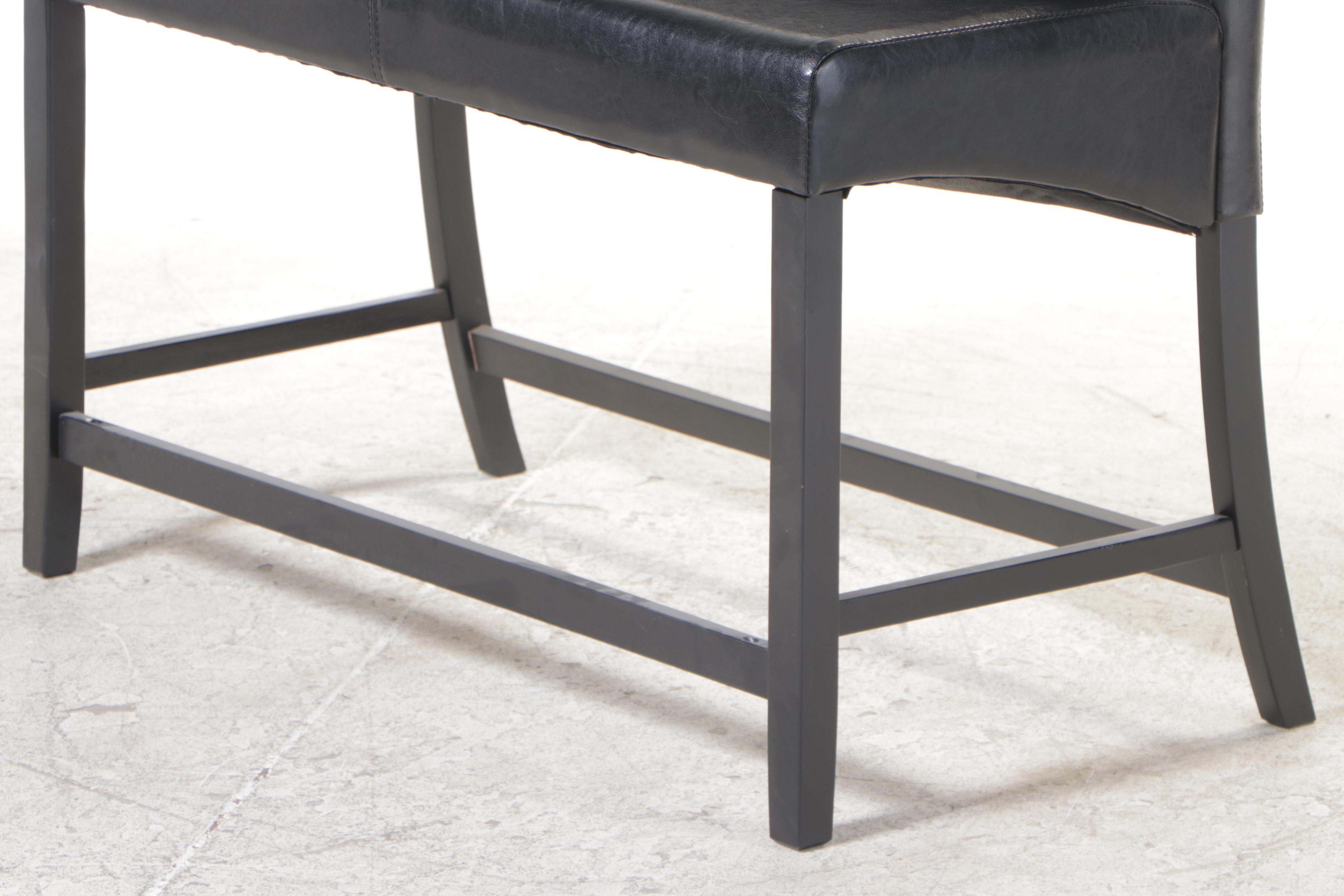 Contemporary Ebonized and FauxLeather CounterHeight Bench EBTH