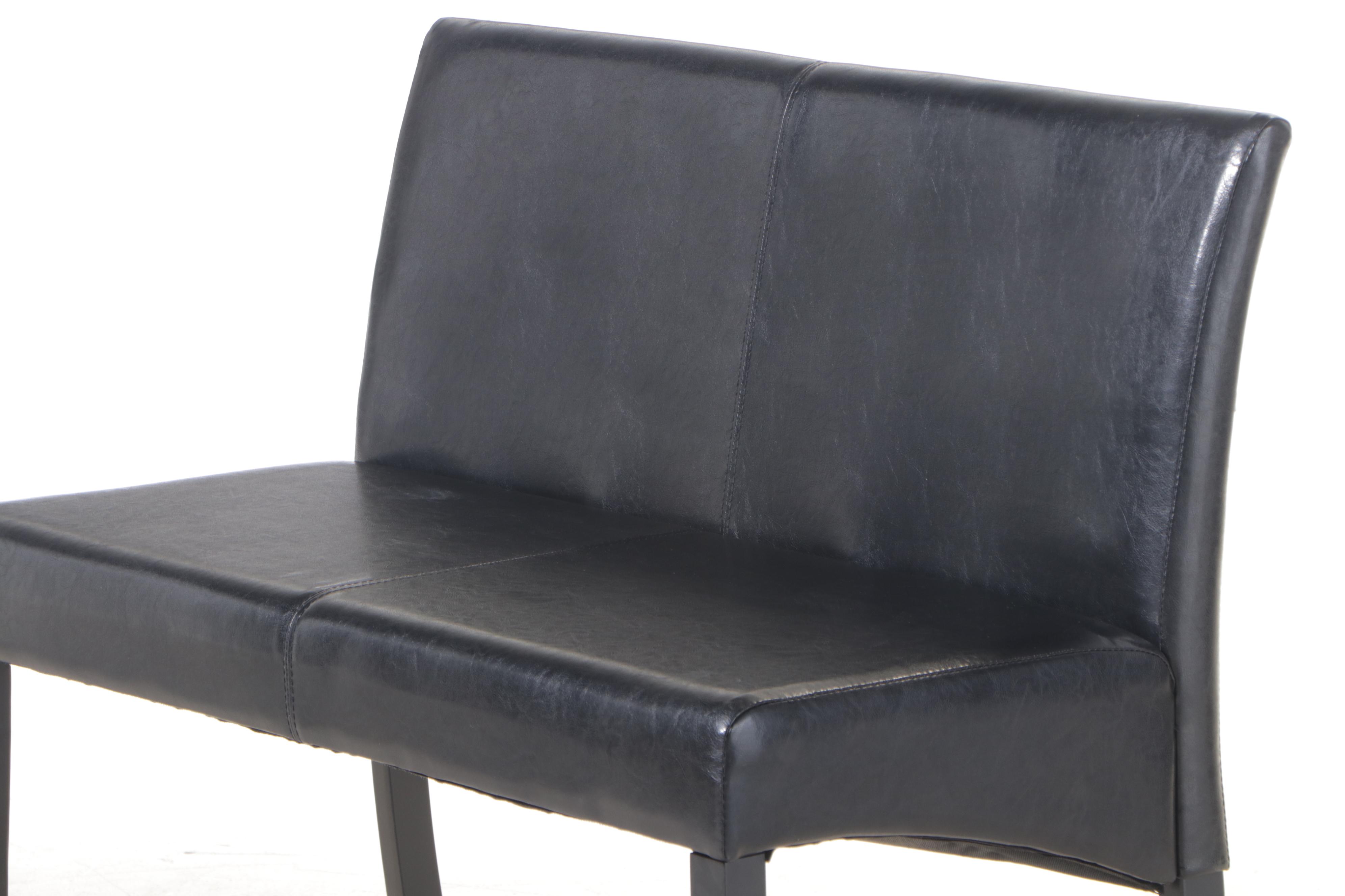 Contemporary Ebonized and FauxLeather CounterHeight Bench EBTH