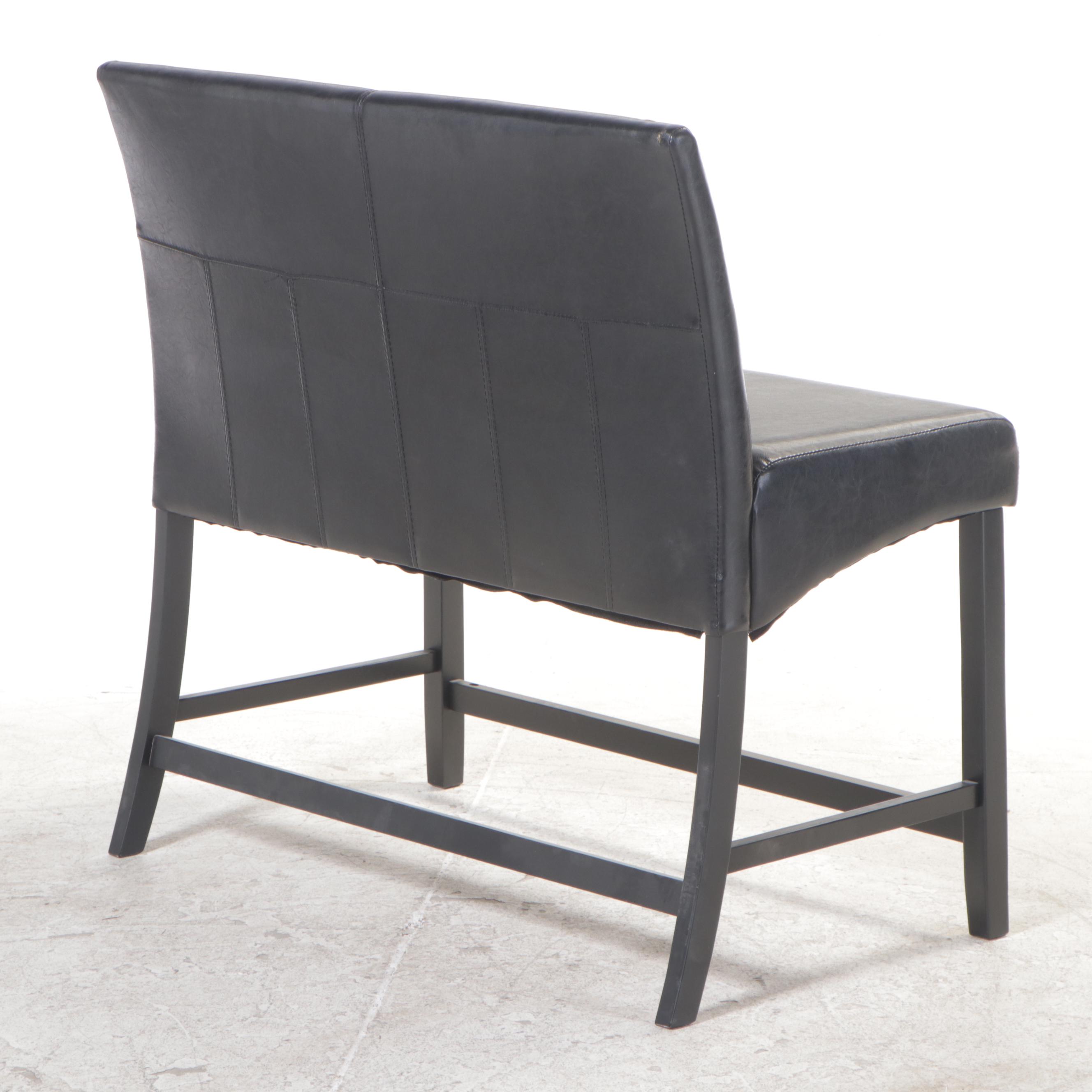 Contemporary Ebonized and FauxLeather CounterHeight Bench EBTH