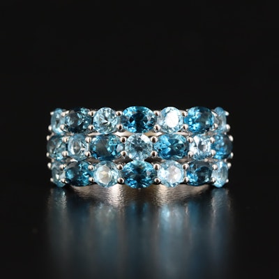 Sterling Swiss and London Blue Topaz Ring