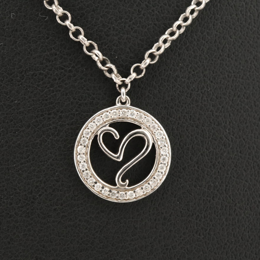 Sterling Diamond Freeform Heart Pendant Necklace