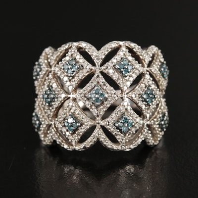 Sterling Diamond Lattice Ring