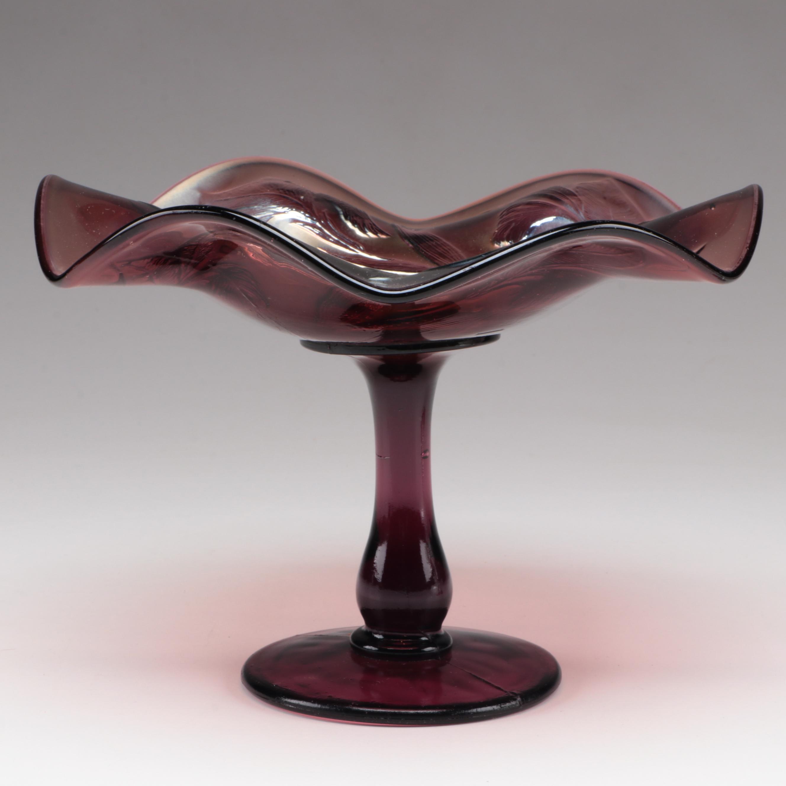 Westmoreland "Della Robbia"and Fenton "Iris" Carnival Glass Compotes EBTH