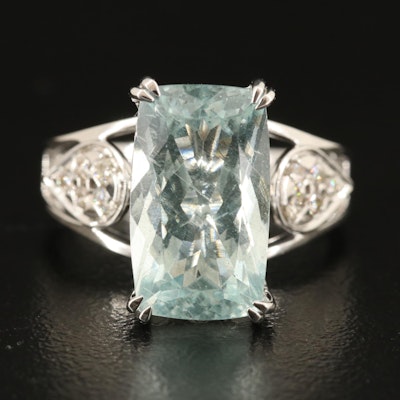 14K 4.80 CT Aquamarine and Diamond Ring
