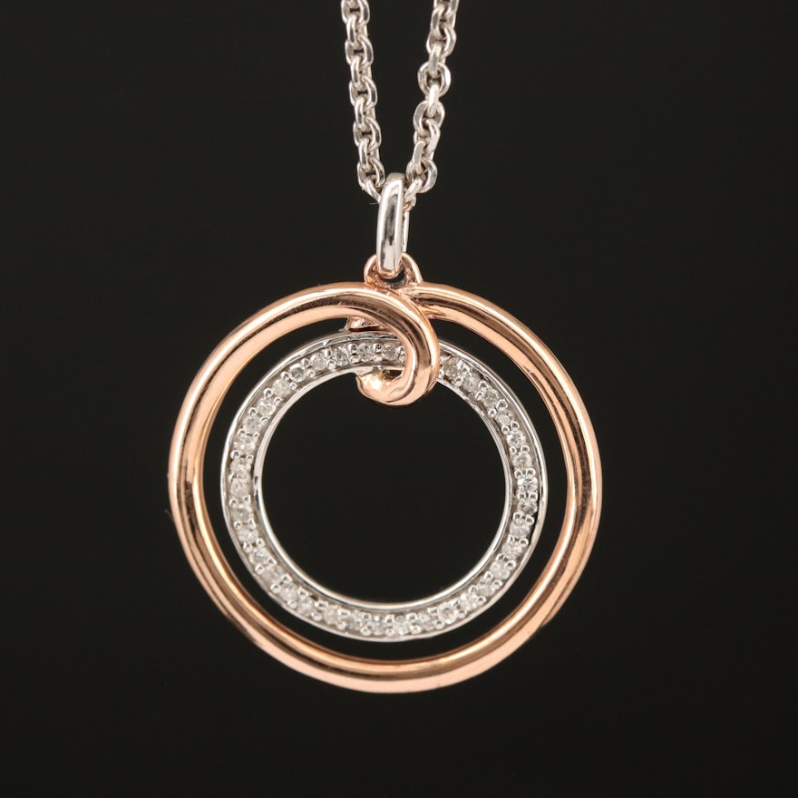 Sterling Diamond Circle Pendant Necklace