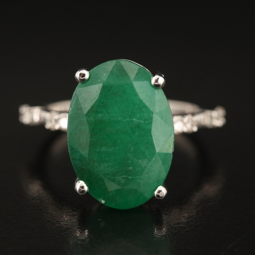 14K 7.53 CT Emerald and Diamond Ring