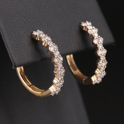 Sterling 1.00 CTW Diamond Hoop Earrings