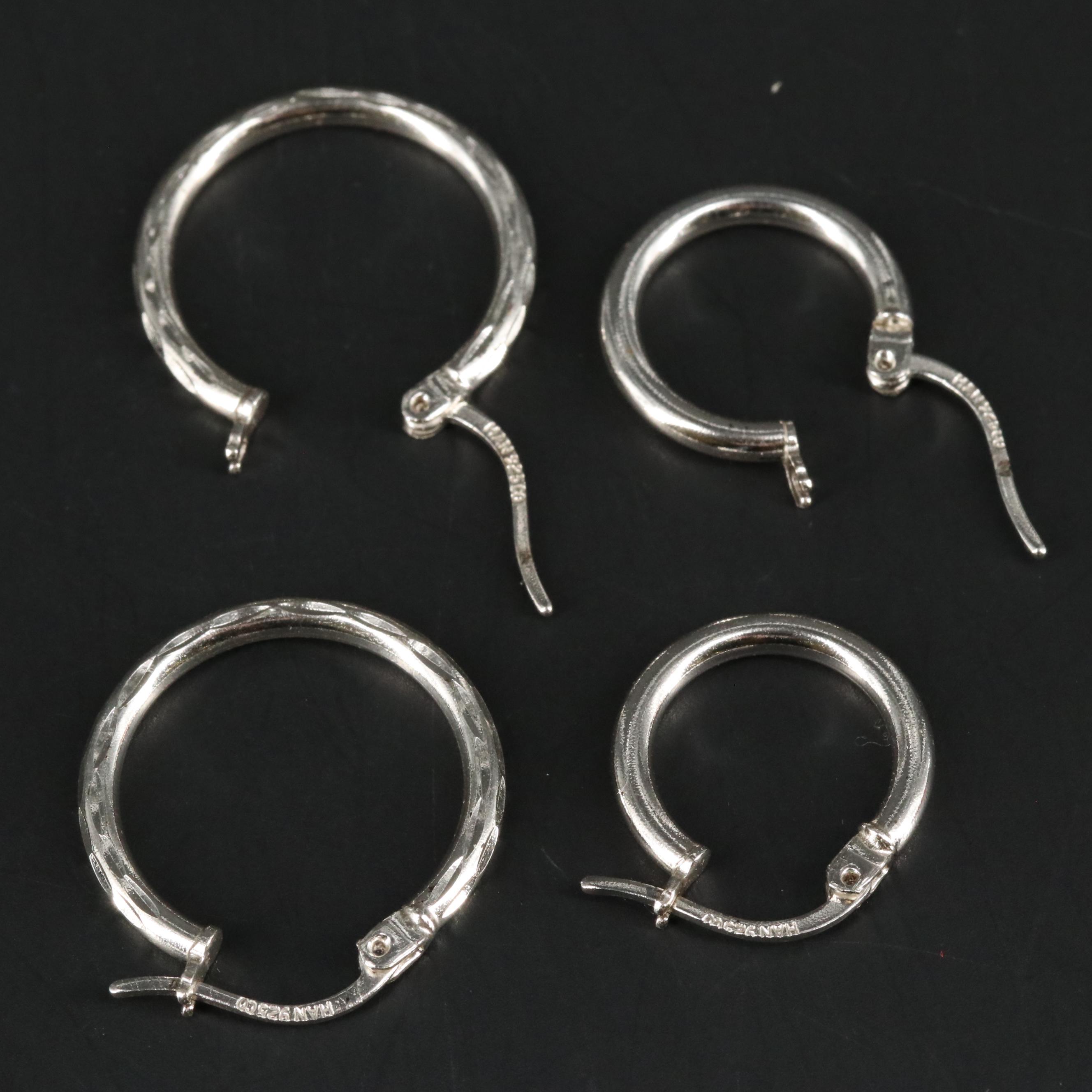 Sterling Silver Huggie Hoop Earrings Set EBTH
