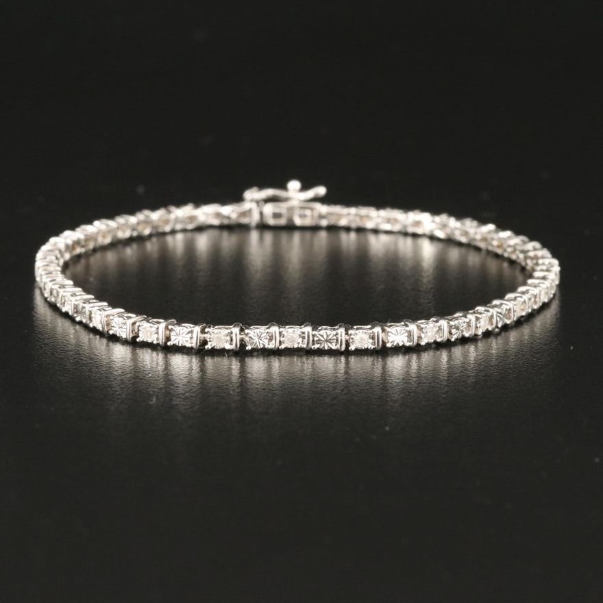 Sterling Diamond Line Bracelet