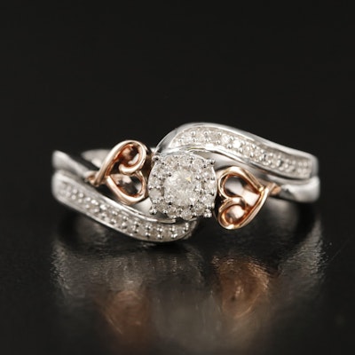Hallmark Sterling Diamond Ring with Heart Detail