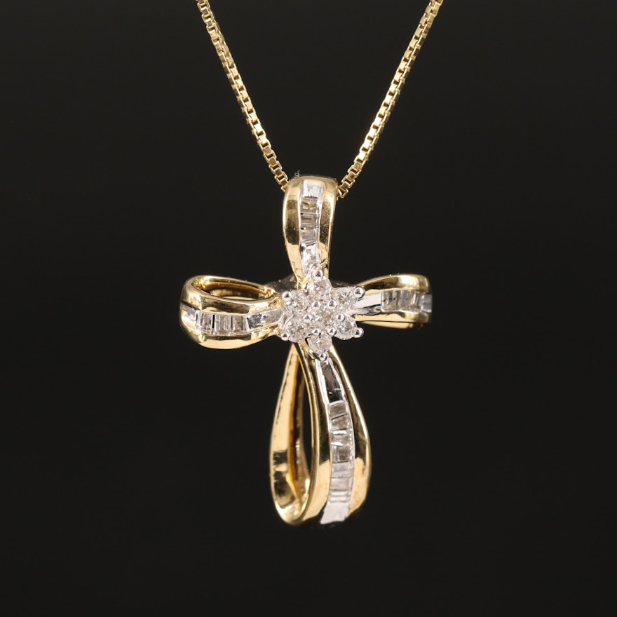 Diamond Cross Pendant Necklace in Sterling