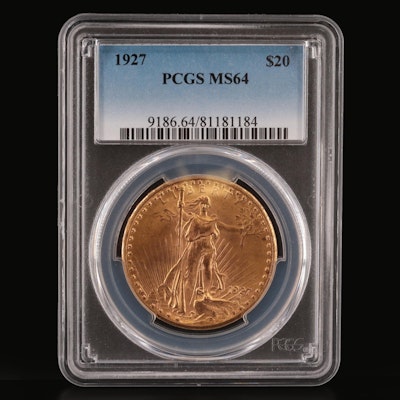 PCGS Graded MS64 1927 Saint Gaudens $20 Gold Coin