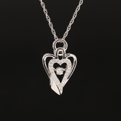 Diamond En Tremblant Heart Pendant Necklace in Sterling
