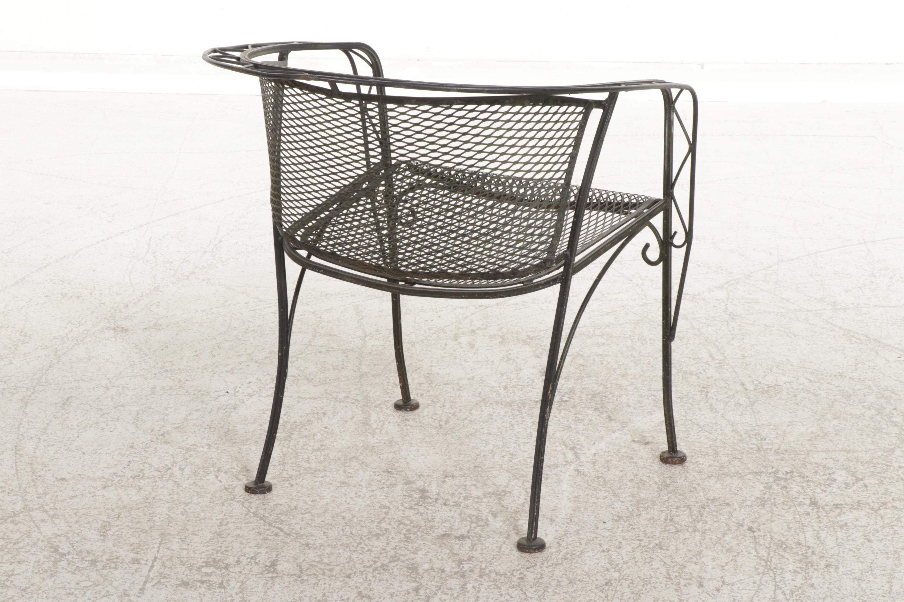 Black Wire Mesh Patio Dining Table and Four Tub Chairs EBTH