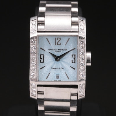 Baume & Mercier, Tiffany & Co. Stainless Steel Diamond Wristwatch