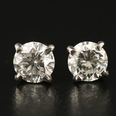 Platinum 1.07 CTW Diamond Stud Earrings with GIA eReport, Dossier and "The Leo"