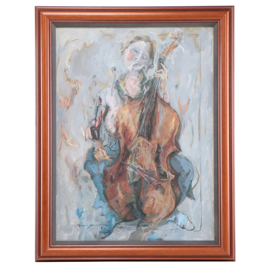 Offset Lithograph of Cellist, Circa 2000