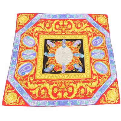Versace 85cm Scarf in Baroque and Paisley Print Silk Twill