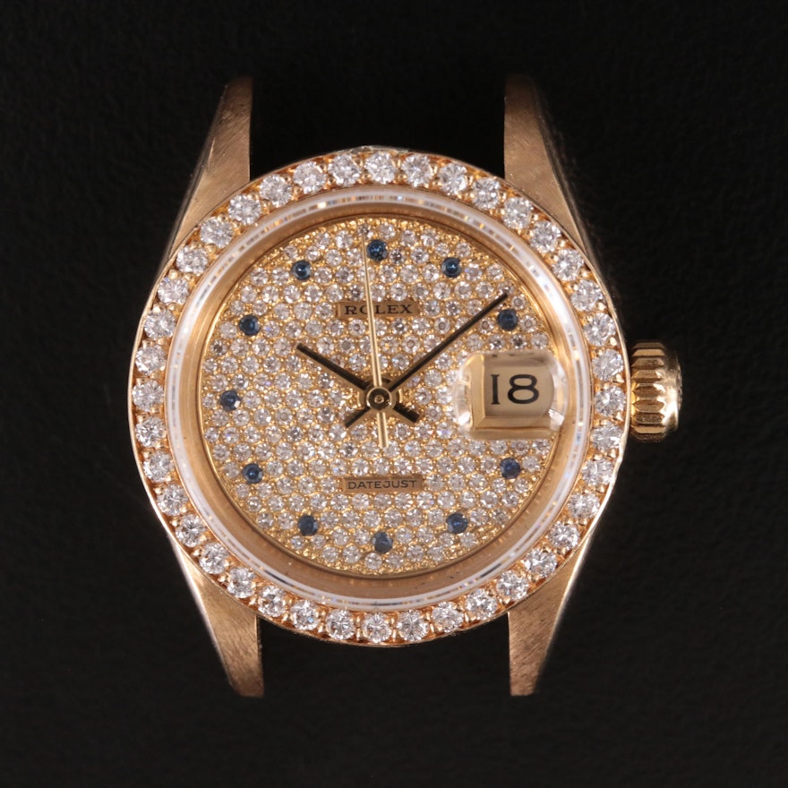 1986 Rolex Oyster Perpetual Datejust 1.73 CTW Diamond Custom Dial Wristwatch