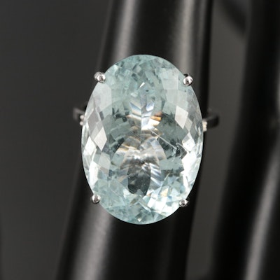 14K 17.75 CT Aquamarine and Diamond Ring