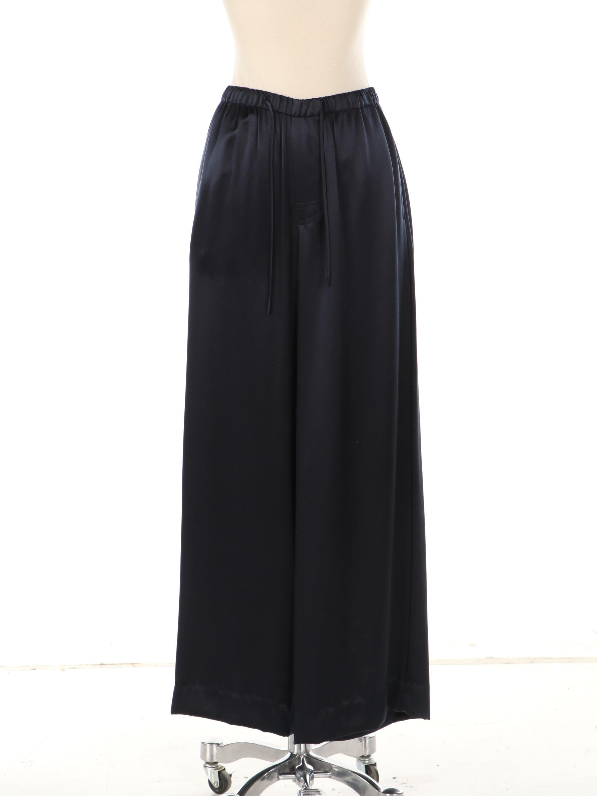 Vince Lounge Pants and Blouse in Black Silk Satin, New with Tags EBTH