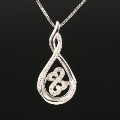 Sterling Diamond En Tremblant Infinity Pendant Necklace