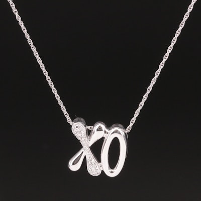 Sterling Diamond "XO" Pendant Necklace