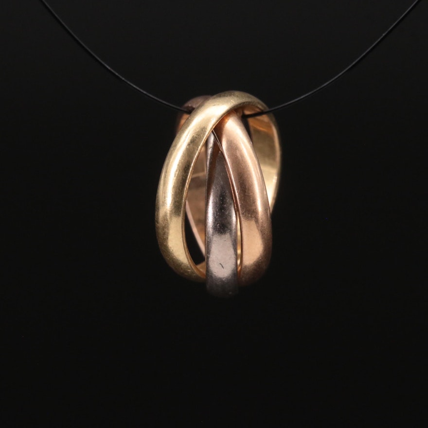 Cartier "Trinity" Interlocking Rings Pendant in Tri-Color 18K