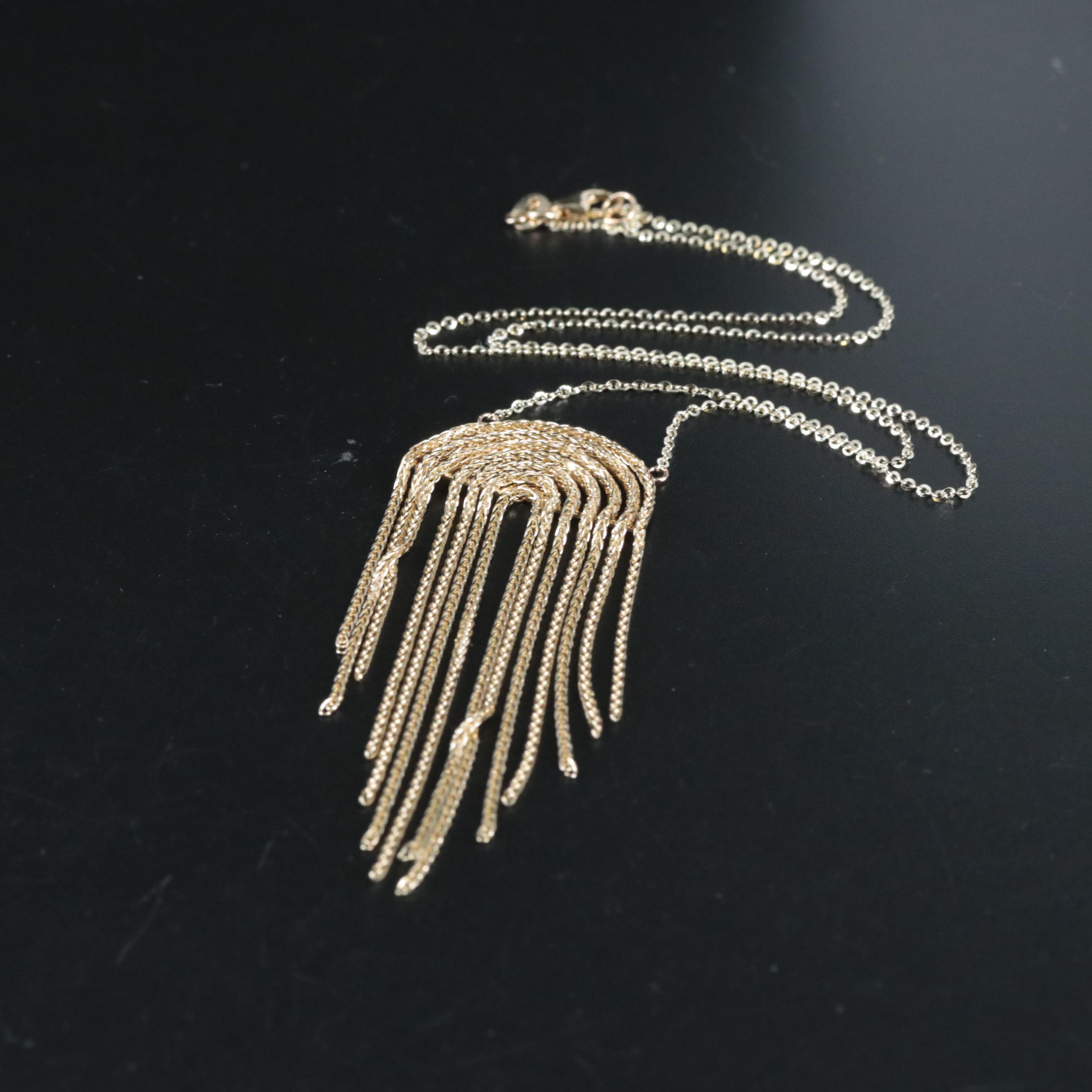 14K Cable and Wheat Chain Statement Necklace EBTH