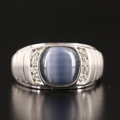 14K Fiber Optic Glass and Diamond Ring