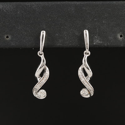 Sterling Diamond Scroll Earrings