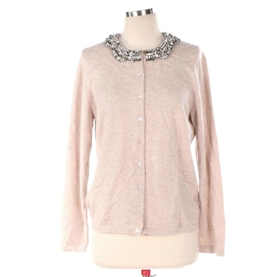 Pure Collection Embellished Cashmere Blend Cardigan with Metallic Flecks