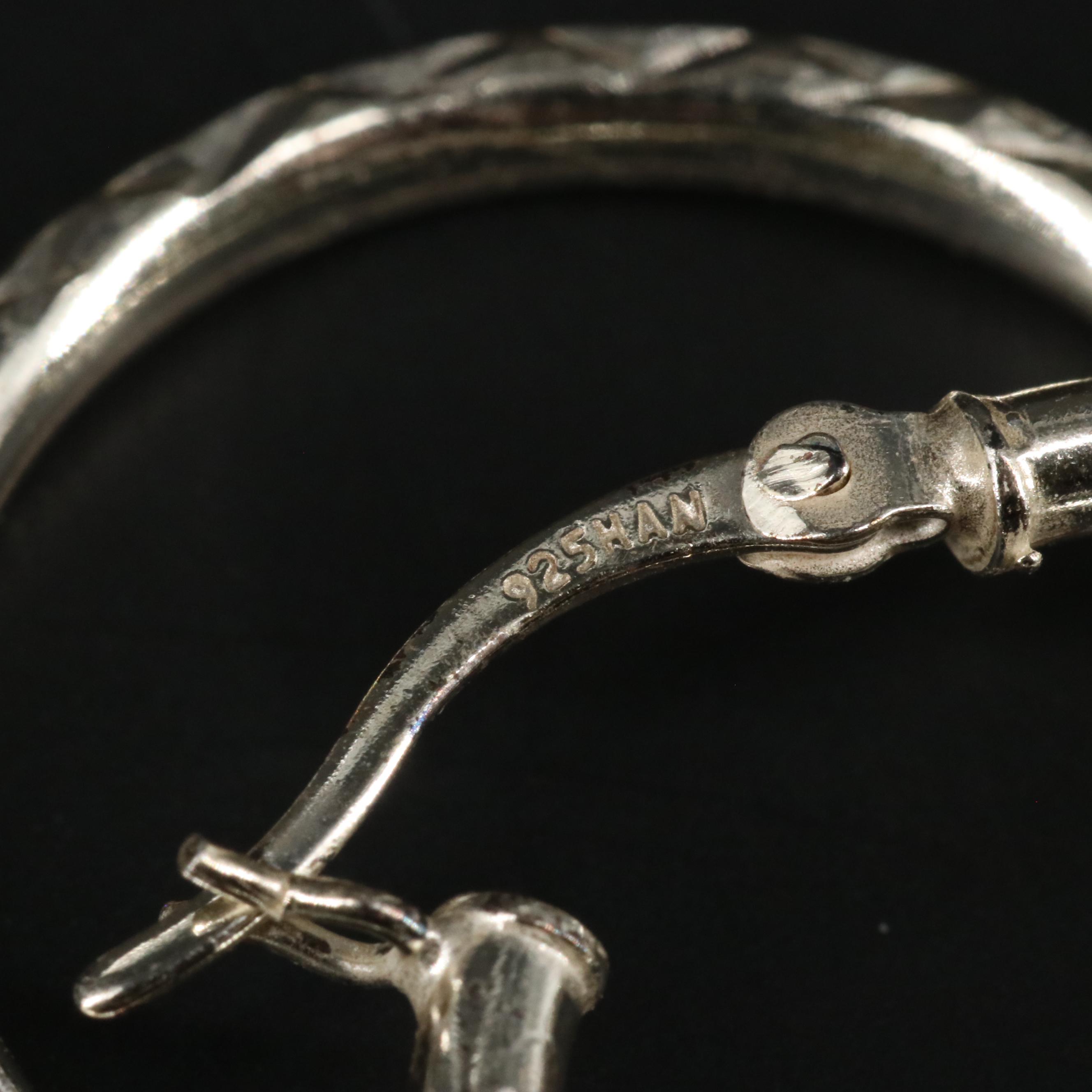 Sterling Diamond Stud and Hoop Earrings Set EBTH