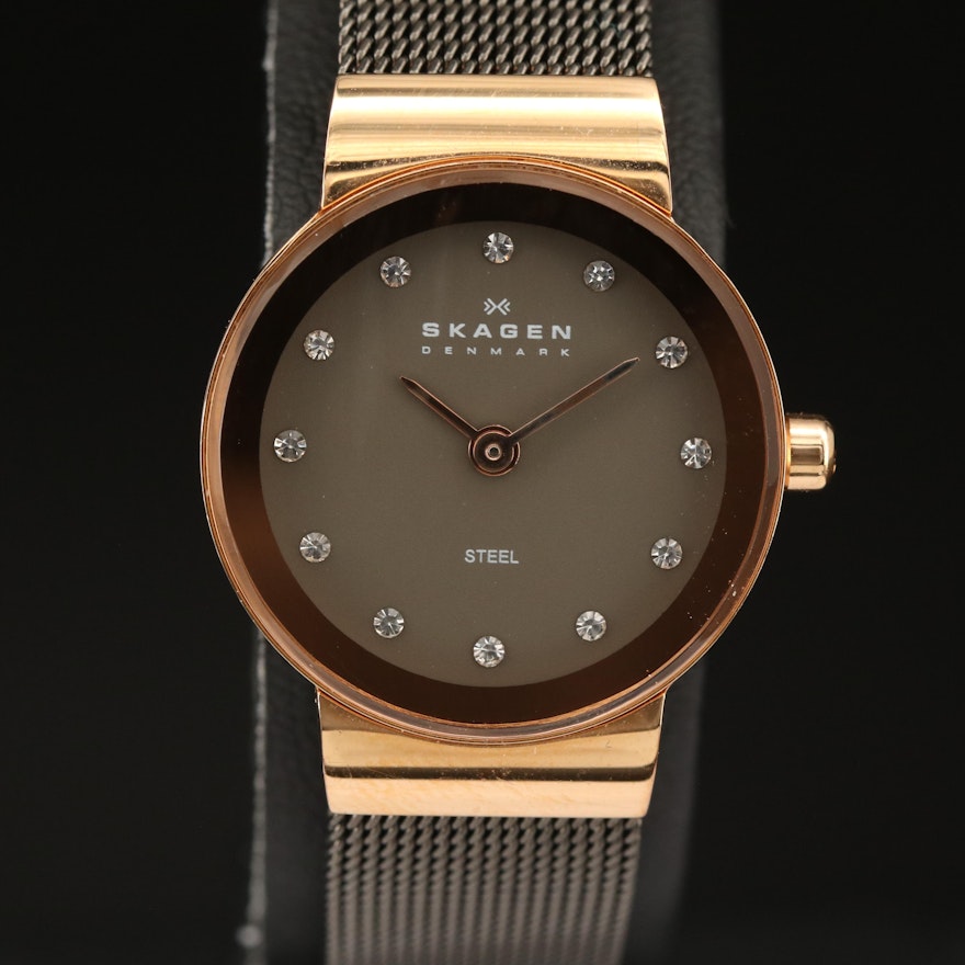 Skagen Freja Lille Gold-Tone Wristwatch with Glass Crystals