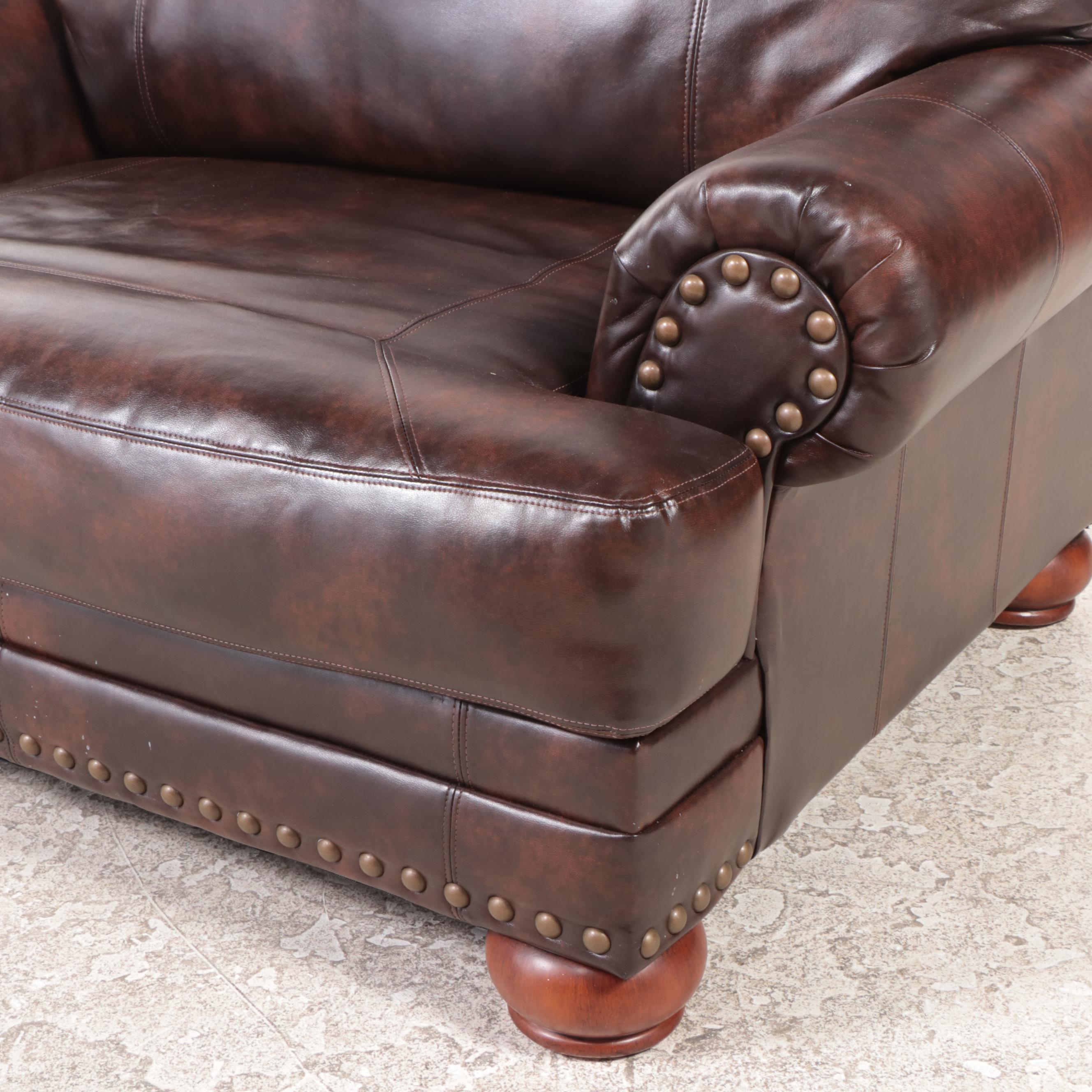 Ashley Furniture DuraBlend Leather ChairandaHalf with Studs EBTH