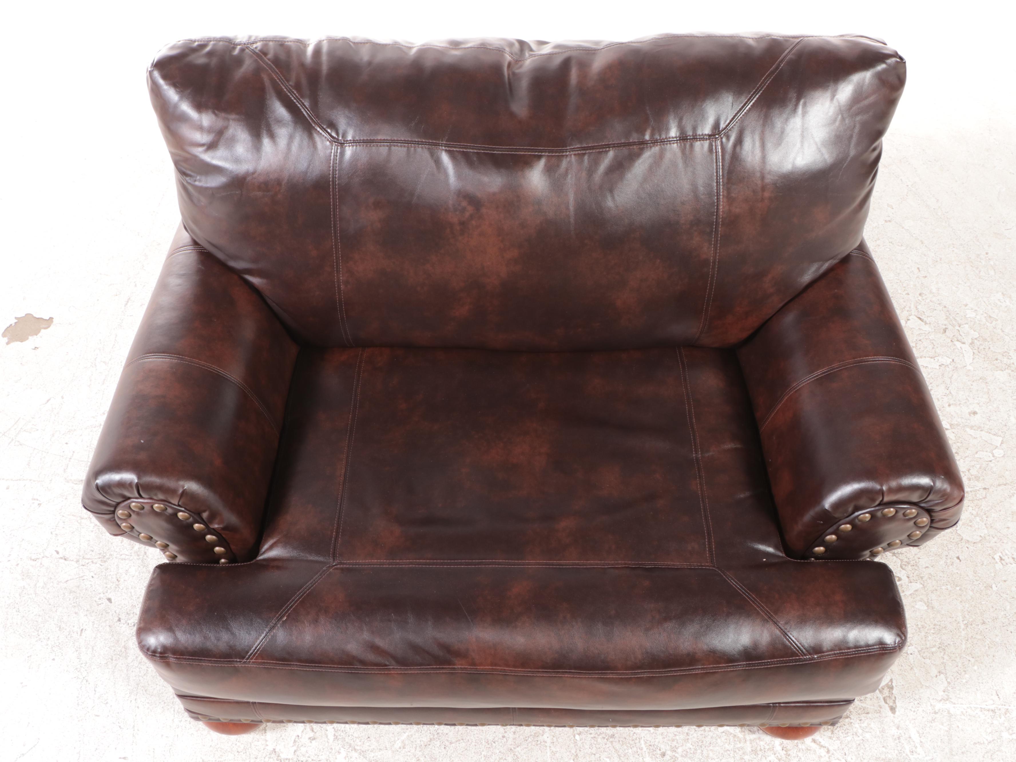 Ashley Furniture DuraBlend Leather ChairandaHalf with Studs EBTH