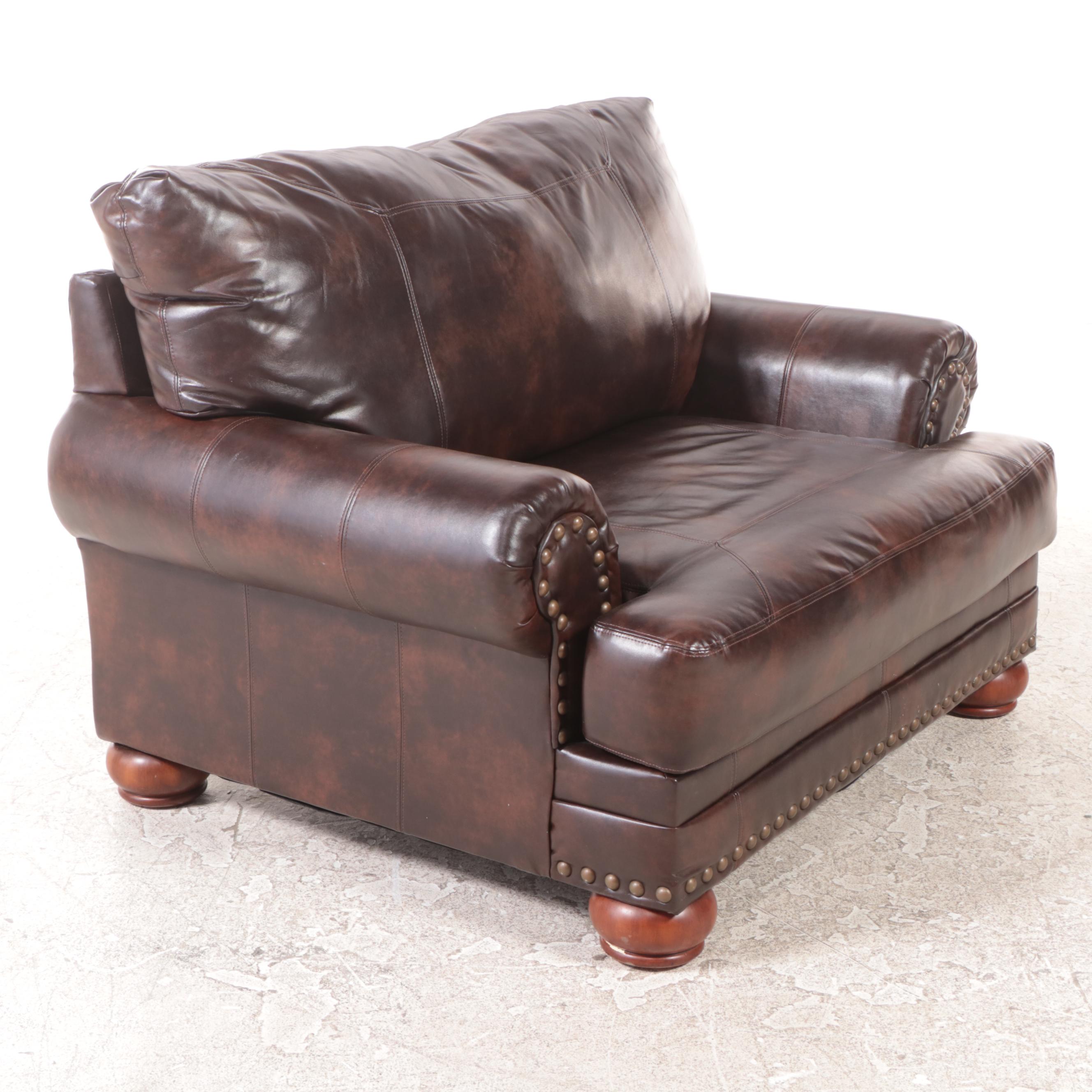 Ashley Furniture DuraBlend Leather ChairandaHalf with Studs EBTH