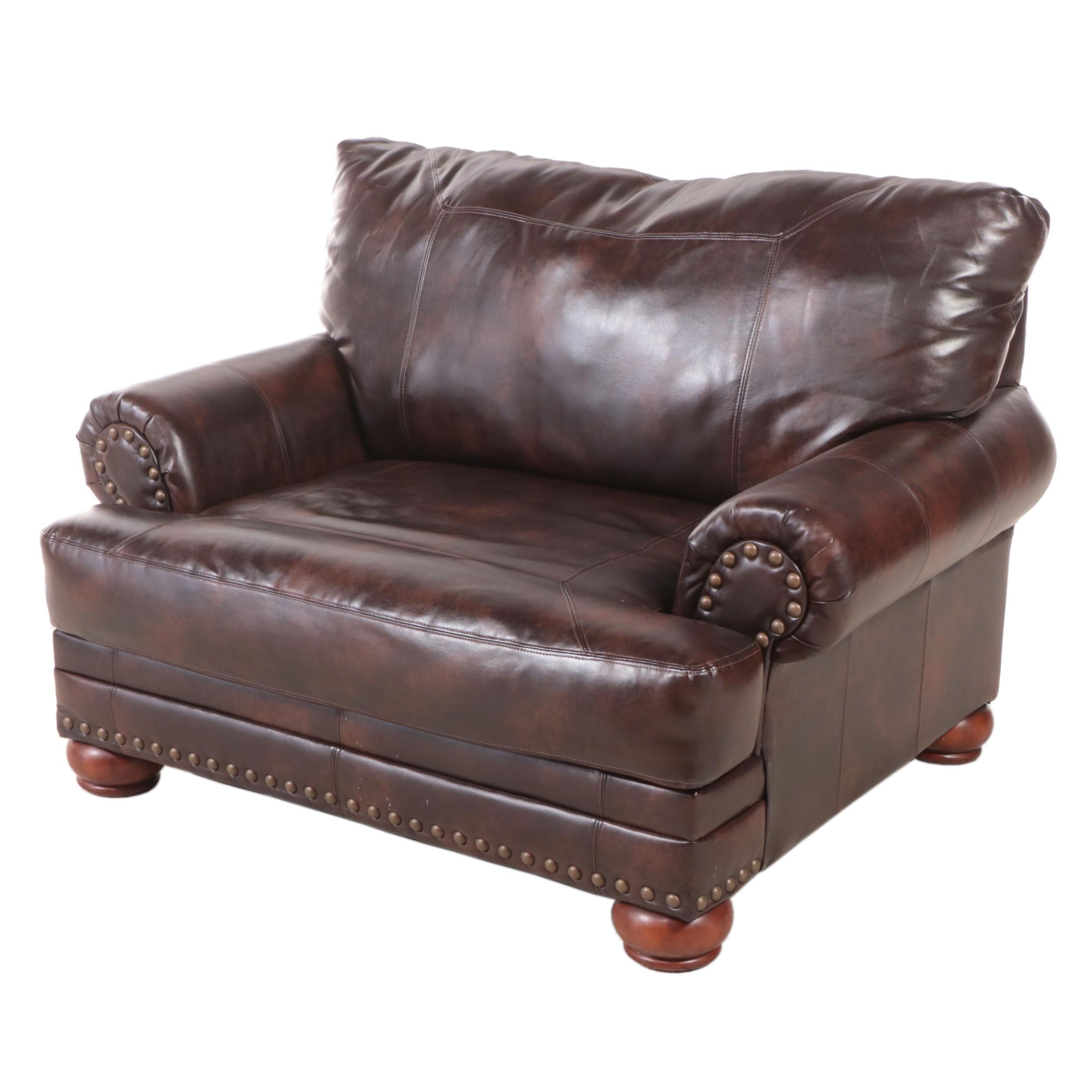 Ashley Furniture DuraBlend Leather ChairandaHalf with Studs EBTH