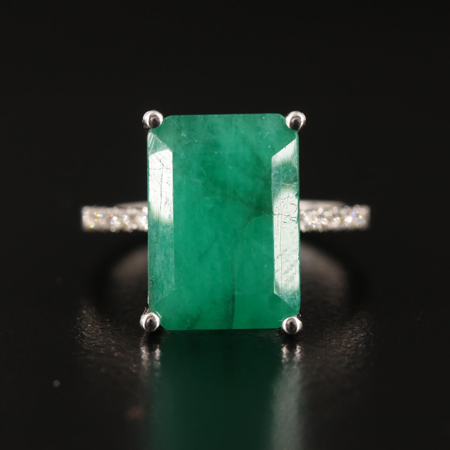 14K 6.24 CT Emerald and Diamond Ring