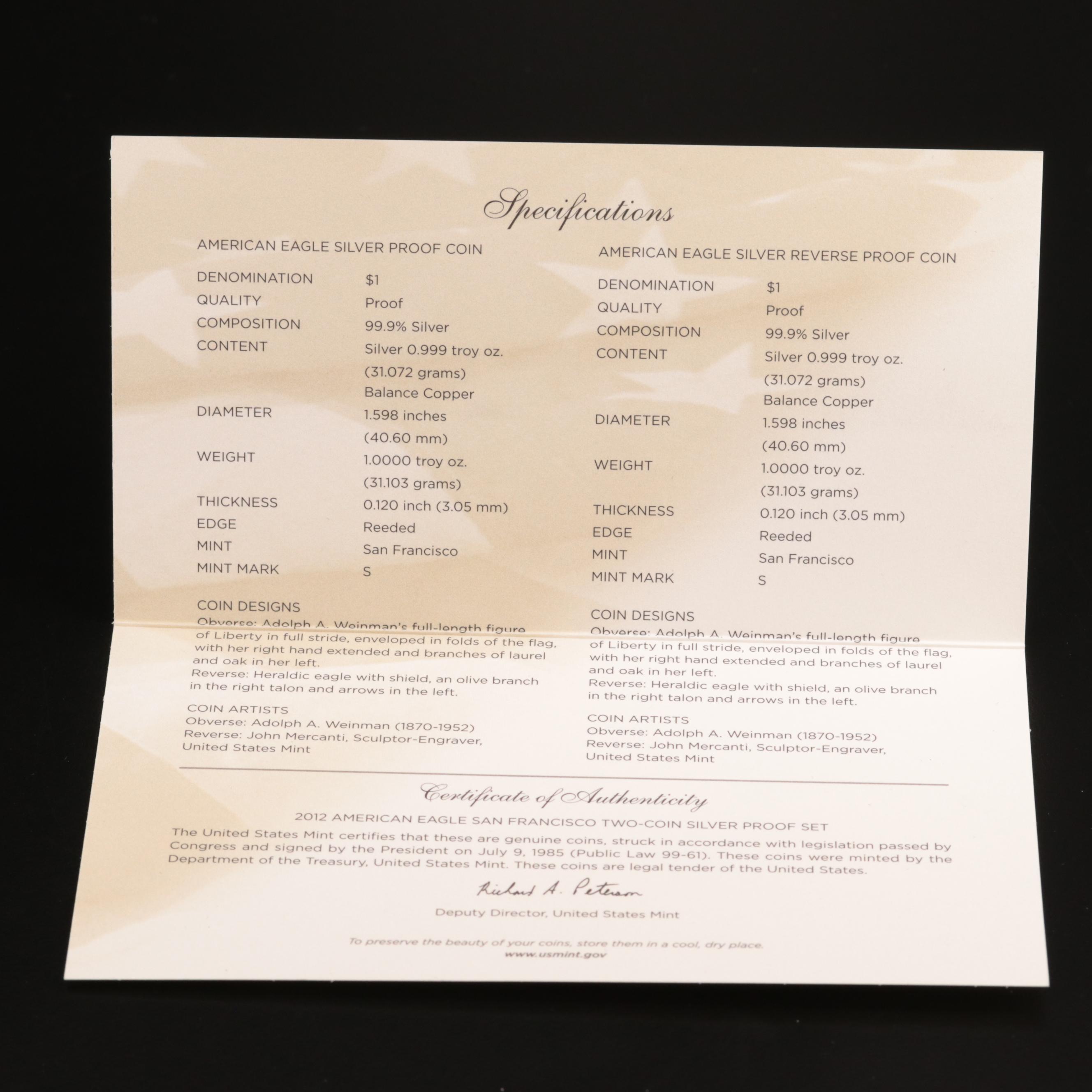 2012 American Eagle San Francisco Two-Coin Silver Proof Set | EBTH