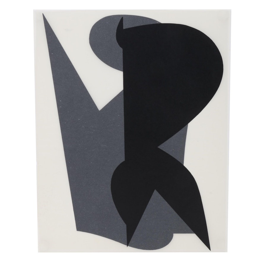 Modernist Double-Sided Lithograph After Victor Vasarely, 1965
